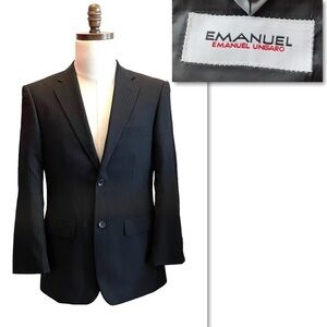 Emanuel Ungaro Suit Blazer Jacket Black pinstripe Size 36S Formal Wool office